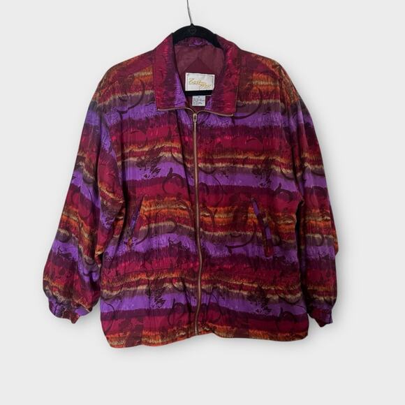 East West Silks Jackets & Blazers - East West Silks funky retro 80s style windjacket, size large